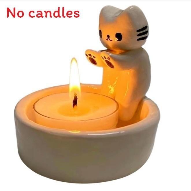 

Cartoon Kitten Cute Candle Holder Delightful Resin Craft For Contemporary Accents Home Style A