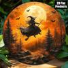 1pc Witch Round Aluminum Halloween Plaque, Wall Decor Hanging Sign for Home  1pc Witch Halloween Sign Round Metal Plaque, Wall Art Hanging Home Decor