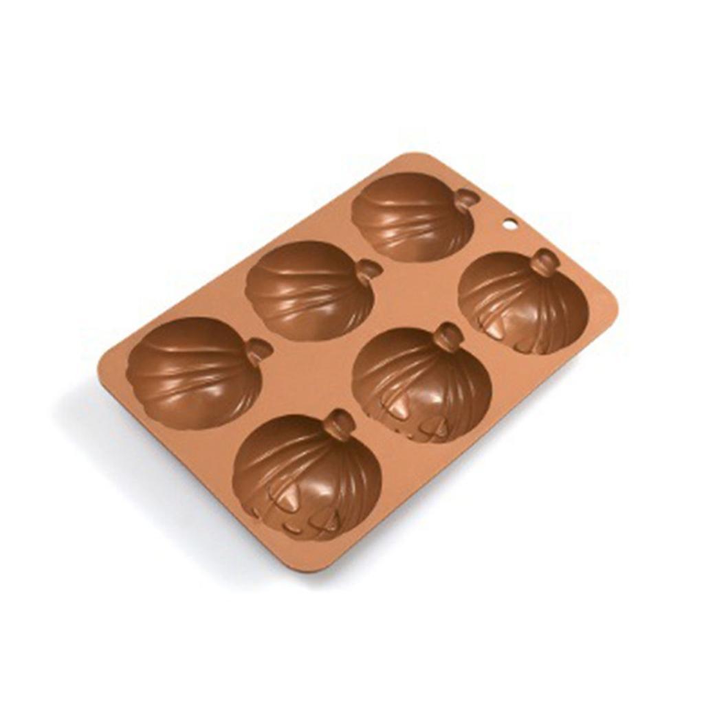 6 Cavity Halloween Pumpkin Silicone Mold DIY Cake Baking Mold for Making Chocolate Fondant Cupcakes Molds Nonstick