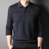 Hengyuanxiang Men's Pure Wool Turn-Down Collar Pullover Sweater