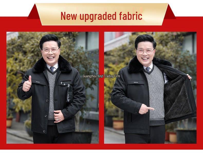 Men's Thick Warm Fleece-Lined Jacket, Short Cotton-Padded Coat for Autumn/Winter, Ideal for Middle-Aged and Elderly Dads.