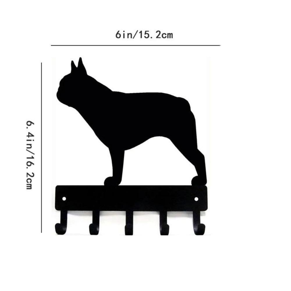 French Bulldog Key Holder Coat Hook Leash Hanger Metal Wall Sculpture Towel Rack