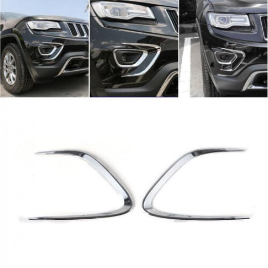 2x Side Front Fog Light Lamp Trim Cover Strip for Jeep Grand Cherokee 2014-2016