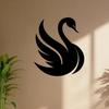 Wrought Iron Swan Wall Art, Rust Resistant Metal Statue Mural for Valentine Wedding Romantic Bedroom Garden Fence Decor