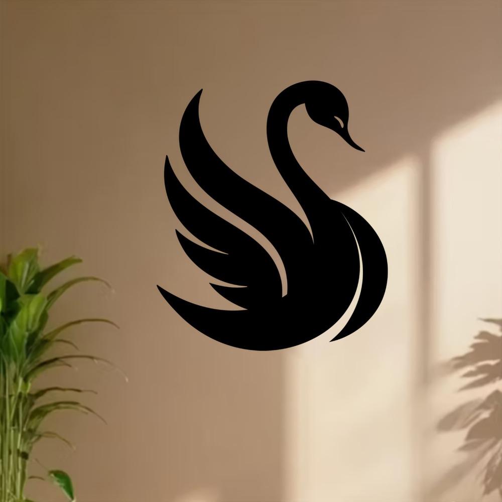 Wrought Iron Swan Wall Art, Rust Resistant Metal Statue Mural for Valentine Wedding Romantic Bedroom Garden Fence Decor