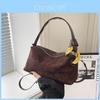 Boston Bag Small Suede Crossbody With Topzip Closure For Daily Use