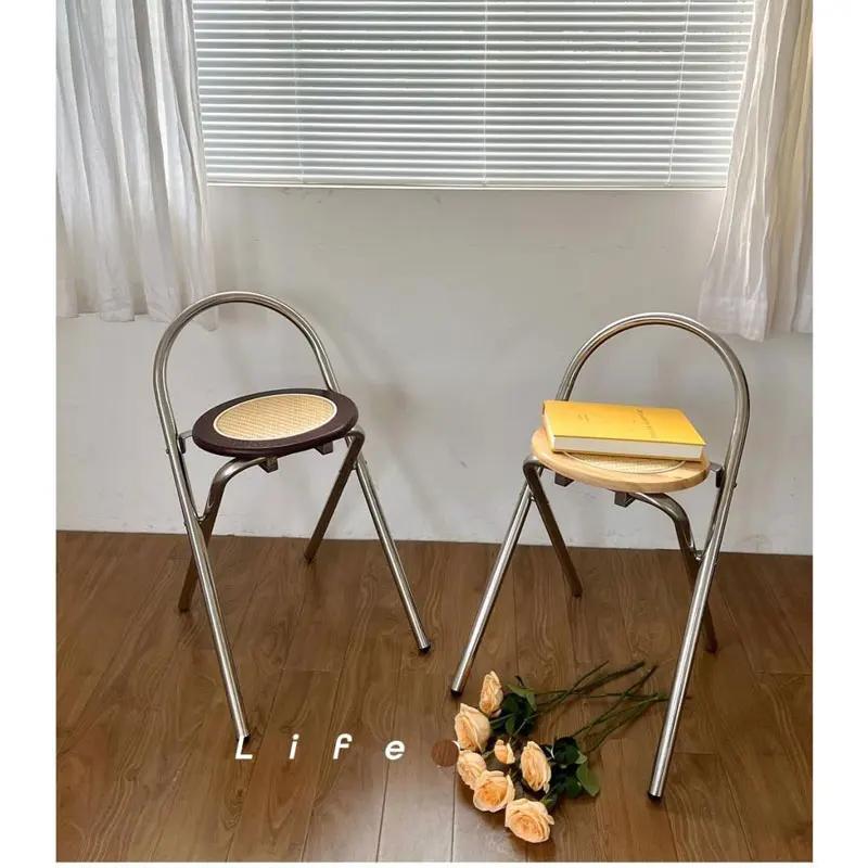 Kleiner Rattan-Klappstuhl Wohnung Mittel Leicht Luxuriös Einfach Tragbar Außen Balkon Garten Terrasse Möbel Stuhl
