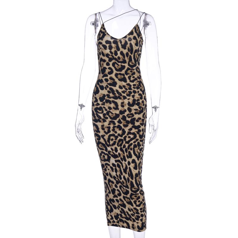 Leopard Print Sleeveless V-Neck Sexy Dress Women Bodycon Midi Dress Spring Fashion Streetwear Party Off Shoulder Elegant Festival Outfits