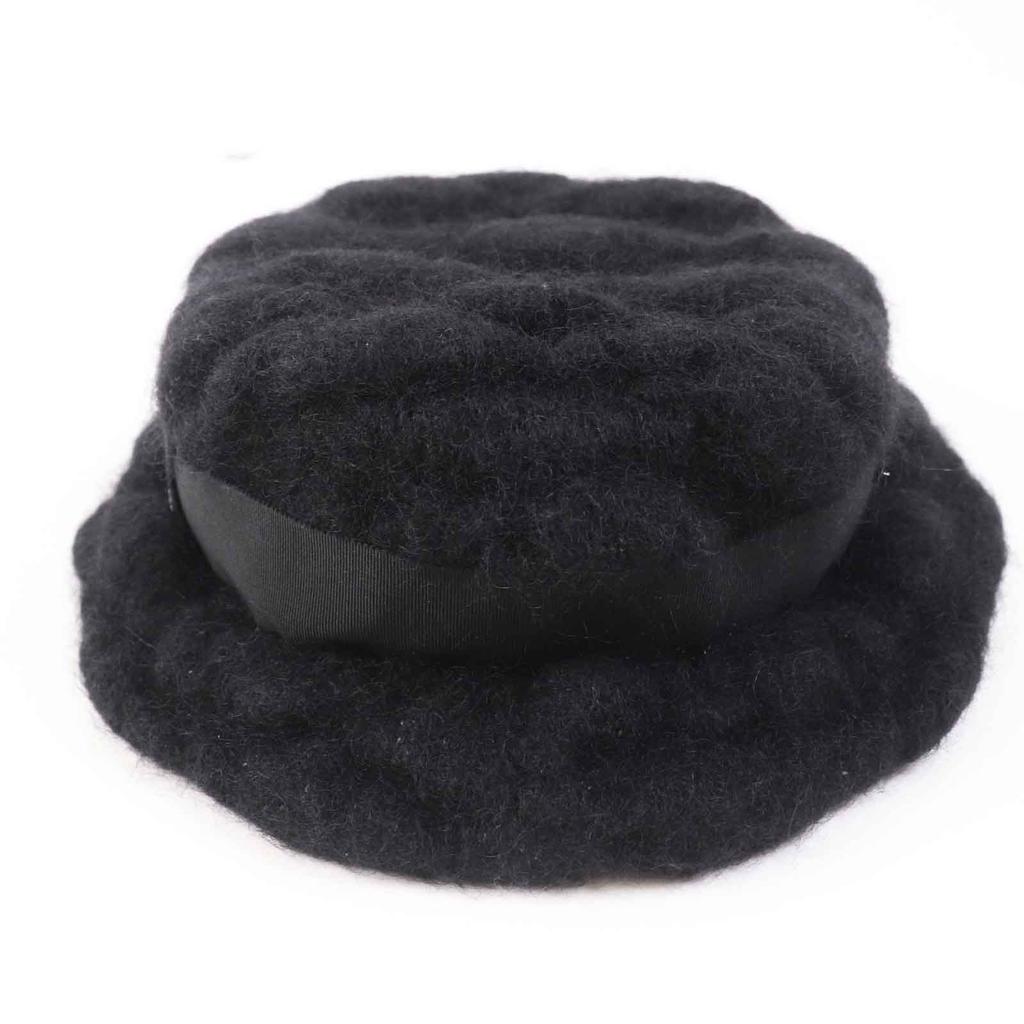 Excellent CHANEL hat With COCO Mark black mohair Women M Used