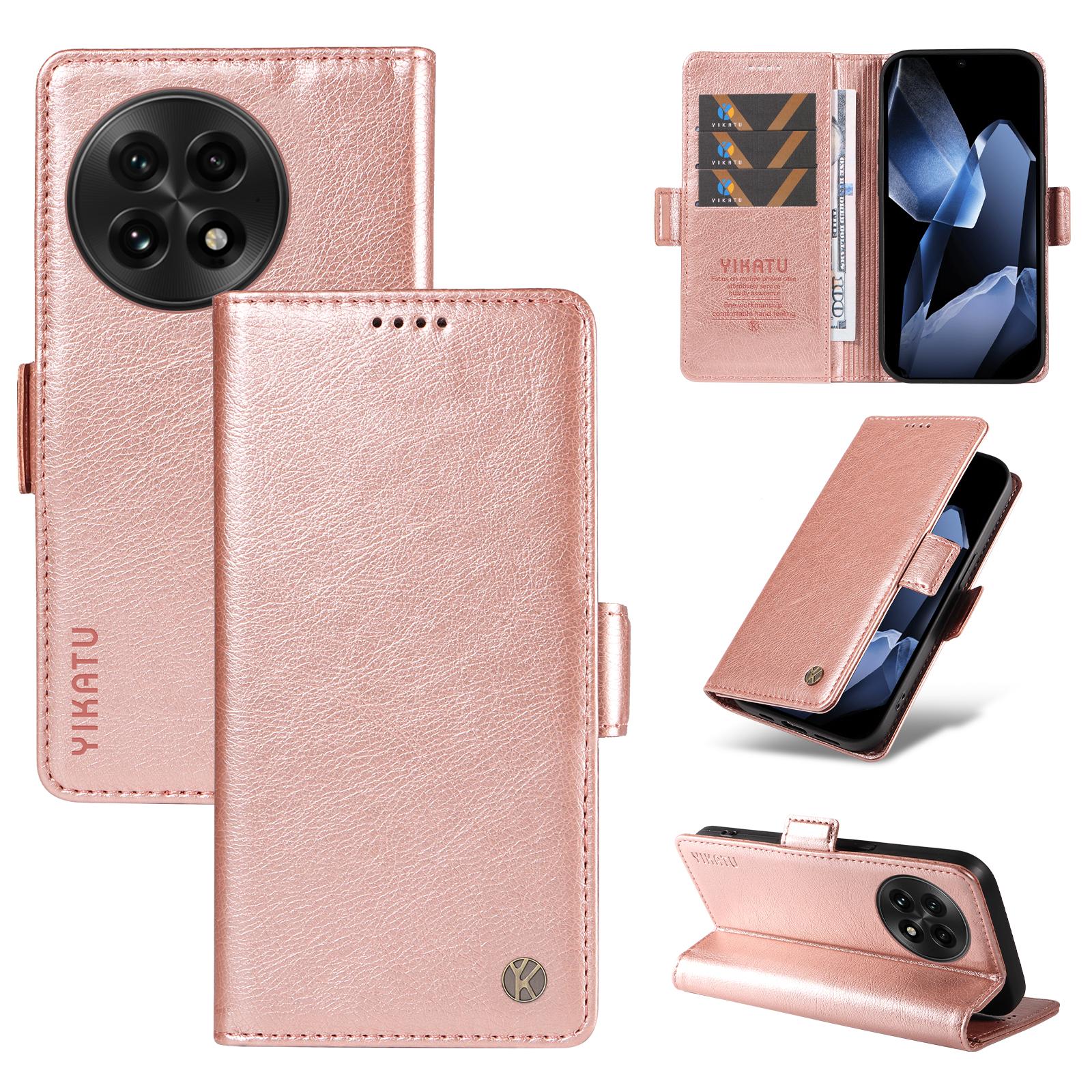 

For OnePlus 13 Case YIKATU YK-007 Litchi Texture PU Leather Wallet Phone Cover Rose Gold