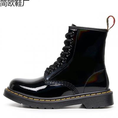Laser-Tooling-Stiefel Damen Lackleder Paar Kurzstiefel Herren- und Damen-Lederstiefel Rund