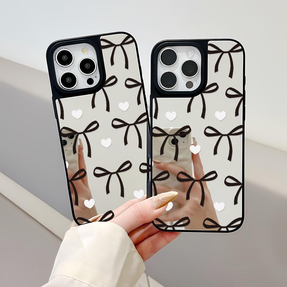Spiegel Handyhülle für iPhone 15 11 13 14 für 15 16 Pro Max 12 13 16 Pro Wolke Blume und Tier Niedlicher Stil Handyhülle