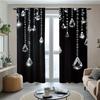 Black Crystal Curtains Pole Bag Bedroom Living Room Decoration Home Curtain Elegant Made Of Polyester Washable Area Ready
