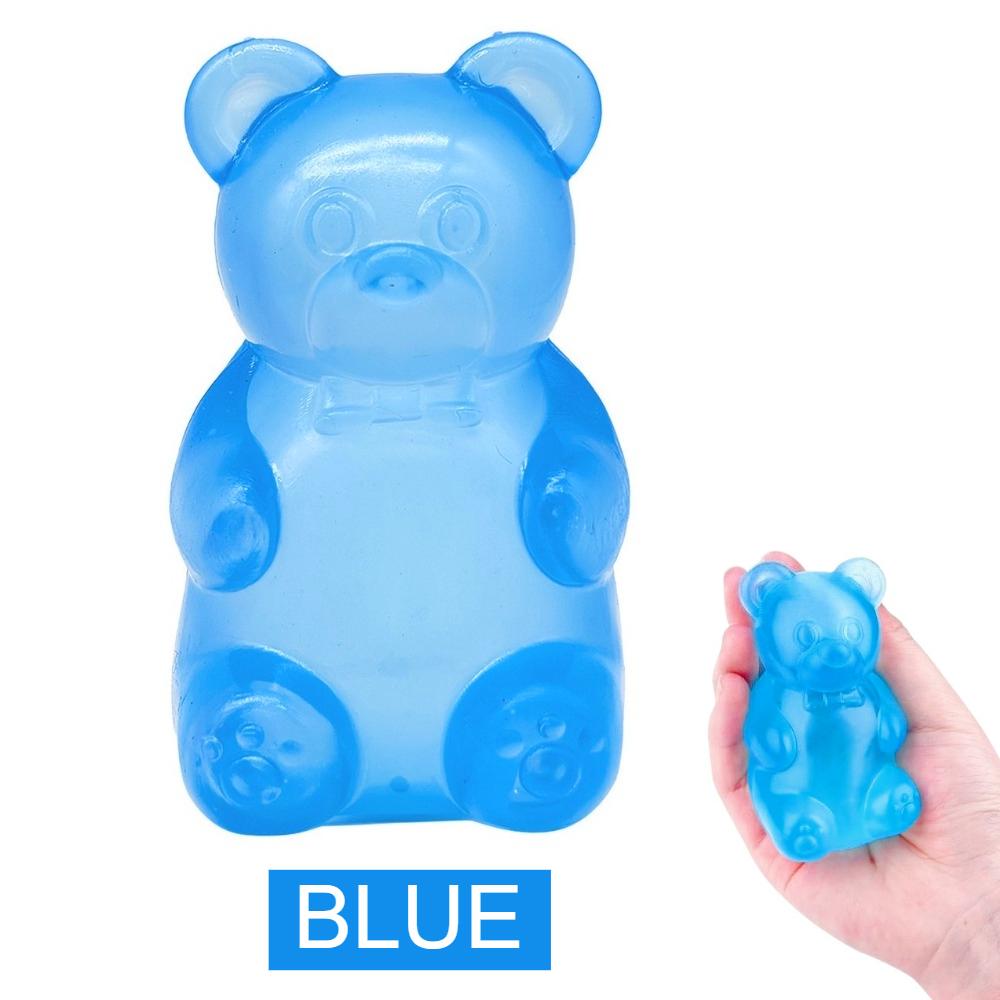 2,95 inch Schattige Squishy Beer Stressbal Gevuld met Suikerparels Langzame Terugslag Niet-giftig Sensorisch Fidget Speelgoed voor Klaslokaal Prijzen Feest blauw