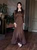 2026 European-American Lapel Print Long Sleeve Slimming Bodycon Dress