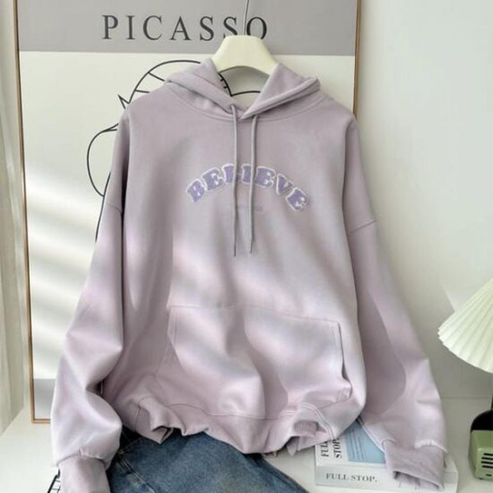 Navava Men Casual Loose Fit Pocket Lettering Long Sleeve Hoodie Nt3172