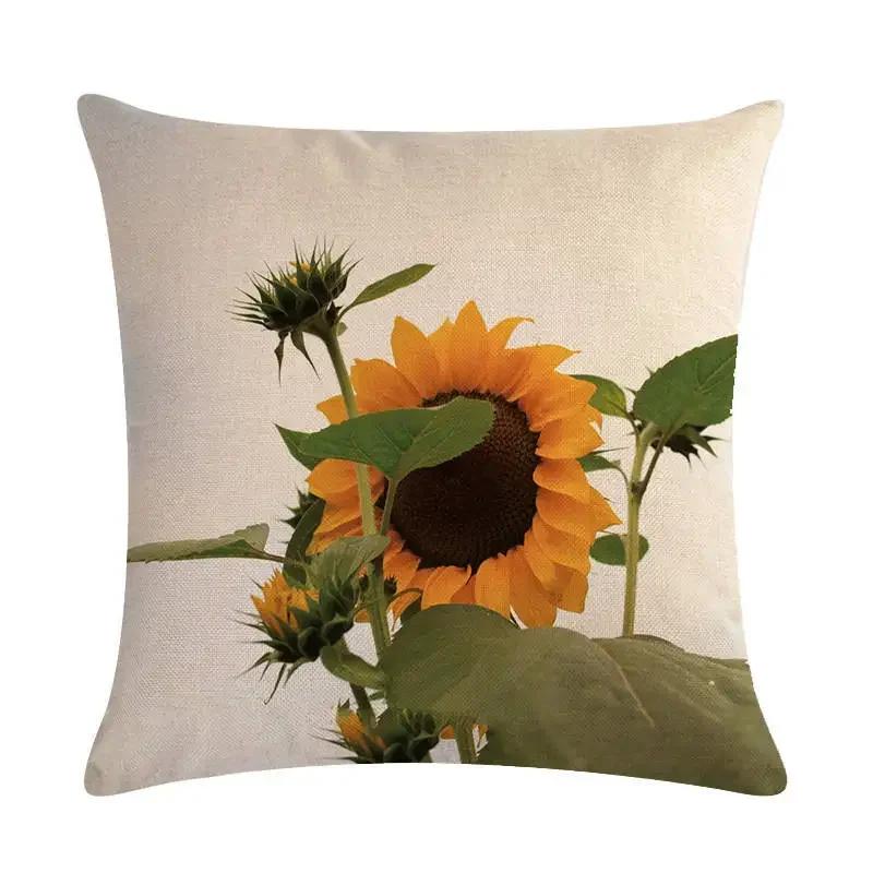 New 45*45Cm Yellow Sunflower Pillowcase Linen Pillowcase Home Sofa Decorative Cushion Cover