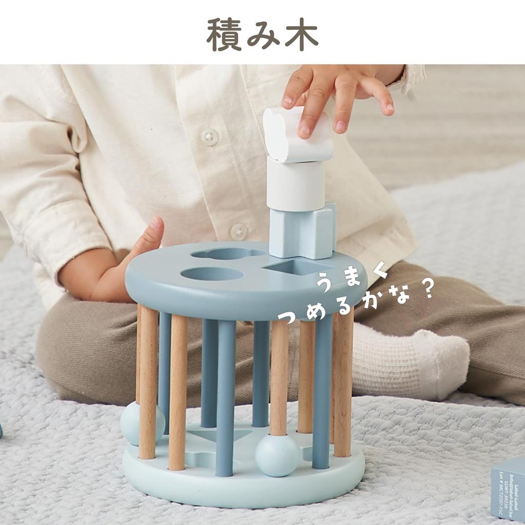 LabelLabel Shape Sorting Wheel Educational Toy Mold Puzzle Wooden Toy Baby 1st Birthday Gift Boys Girls Wooden Toy (Blue)