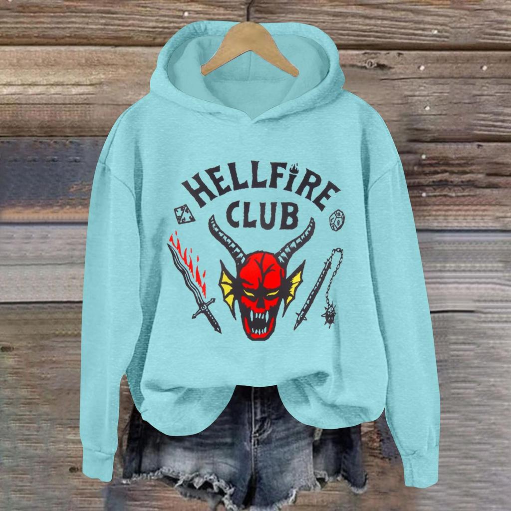 Women's Fashionable Casual Long-Sleeved Printed Hooded Sweatshirt