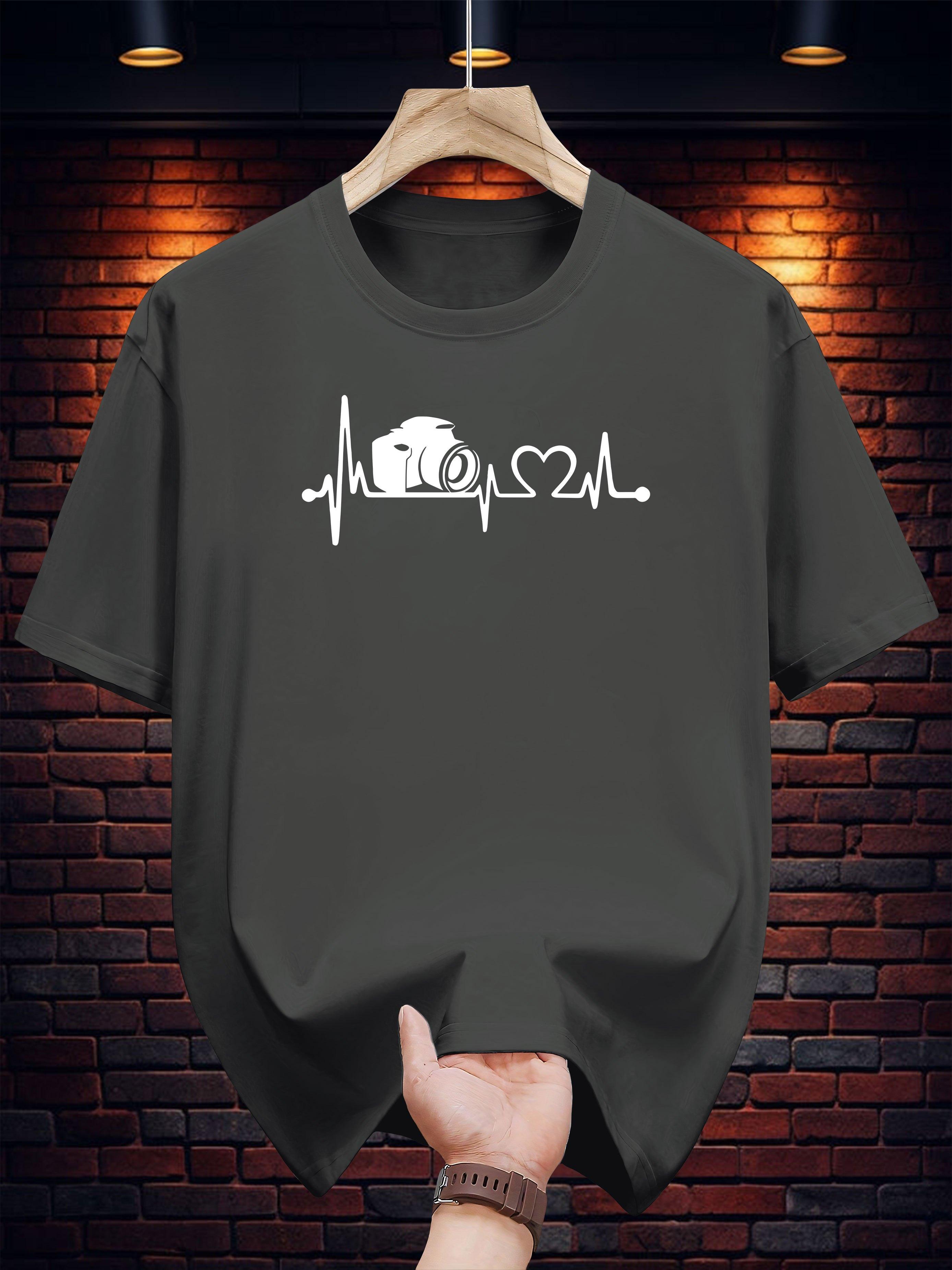 Graphic T-shirt - Casual Summer Tee with Heartbeat Line Design XXL