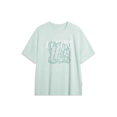Chinese Culture Series Letter Print Crew Neck Short Sleeve T-Shirt Men Tops Pale-Moss-Blue AHSU315-2