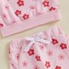 Baby Girl 2Pcs Fall Outfits Ruffle Long Sleeve Floral Print Sweatshirt + Pants Set Toddler Clothes
