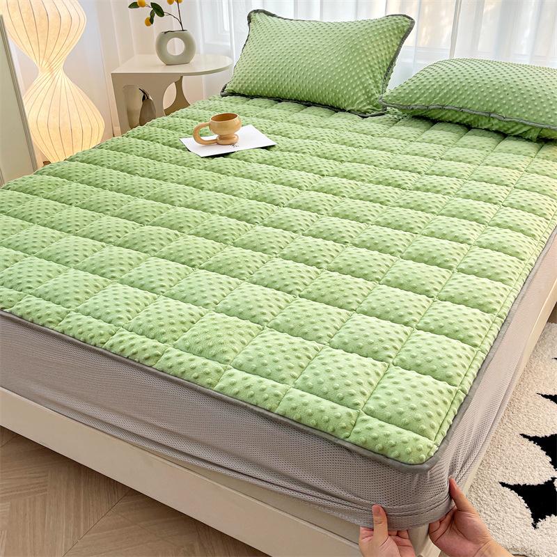 

Новая сплошная флисовая простыня с массажными бобами, приятное для кожи и теплое постельное белье, наматрасник, противоскользящее покрывало 1.5*2.0m