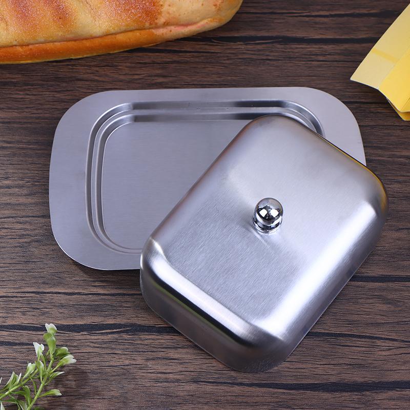 Stainless Steel Butter Dish With Lid Retro French Butter Box Storage Box Butter Tray Tableware Dessert Tray Kitchen Tableware