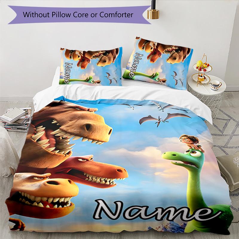 3pcs The Good Dinosaur1 Cover Set - Personalized Name, HD Printed Bedding with 1 Cover and 2 Pillowcases - Perfect for Home Decor, Easy Care