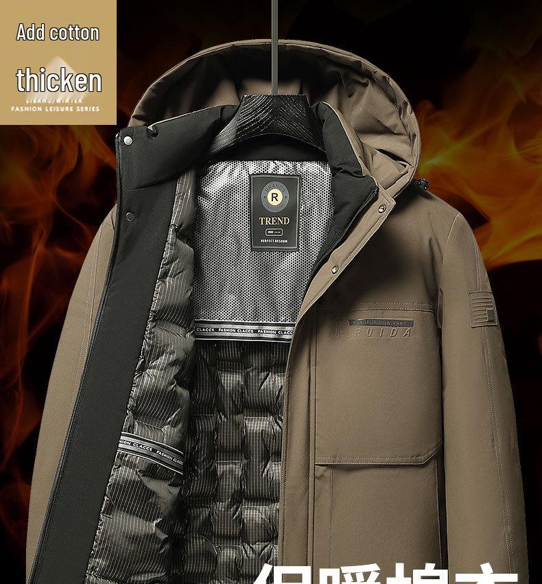 Luomeng Herren Winterjacke aus dicker Baumwolle - Kälteschutz mit Graphen für Männer mittleren und höheren Alters