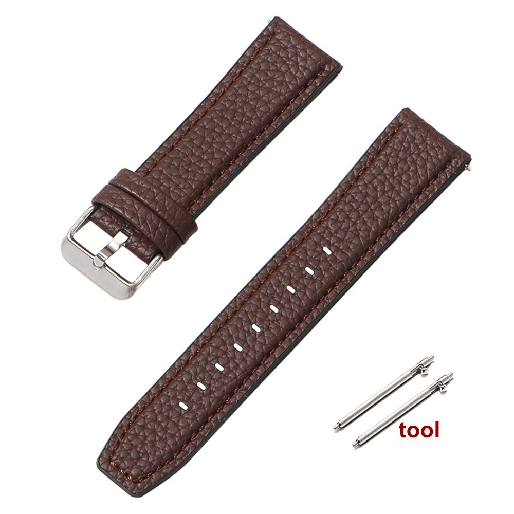Lychee Pattern Watch Strap 20mm 22mm Quick Release Wristband for Samsung Galaxy Watch 3 Active2 40 44mm Huawei Watch Gt 2 Bands