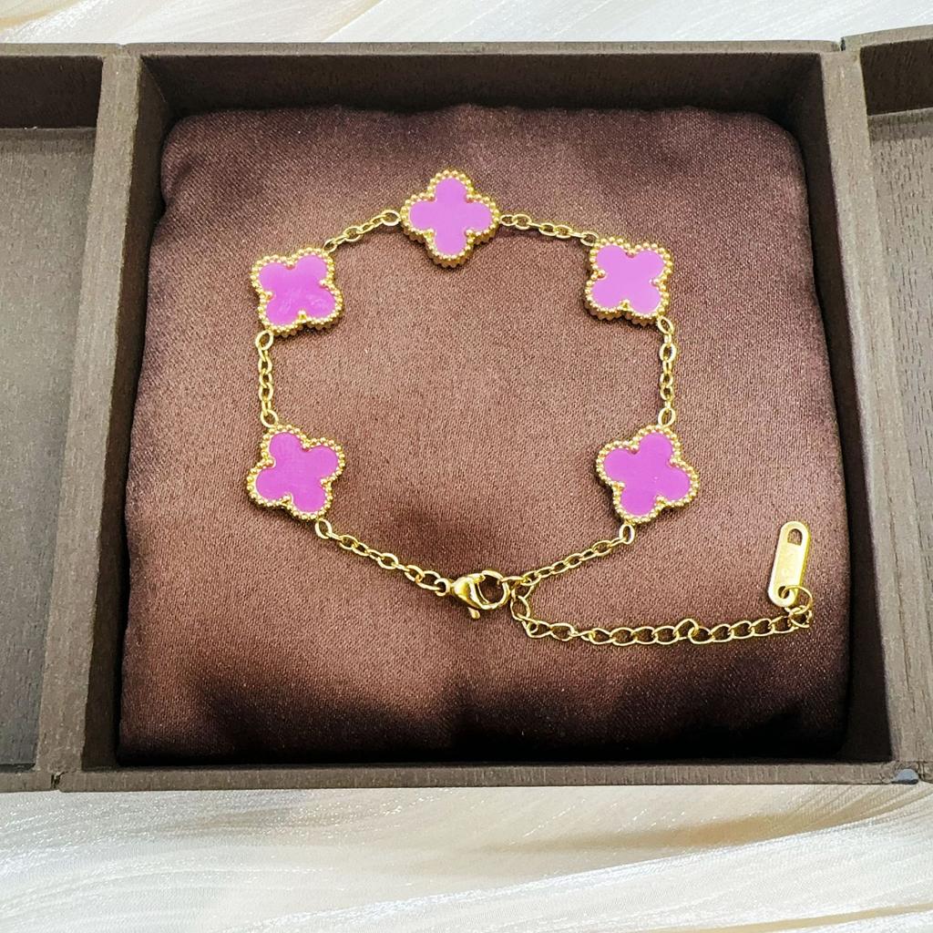 Fashion Titanium Steel Four-Leaf Clover Bracelet Women Do Not Lose Color Luxury High-Grade Hand Jewelry