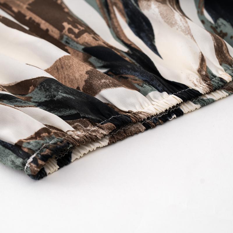 Frauen Herbst Winter Drucken Zwei Stück Set O Hals Langarm Hohe Taille Hose Anzüge