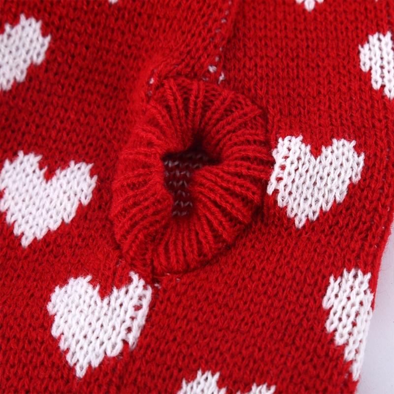 Valentines Day Pet Sweater Dress for Small Dogs All Size Cats Heart Pattern Designs Knitdress Turtleneck Knitwear