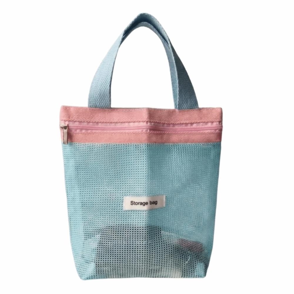 Large Capacity Shower Organizer Transparent Toiletry Bag Bag Mesh Makeup Bag Swimming синий