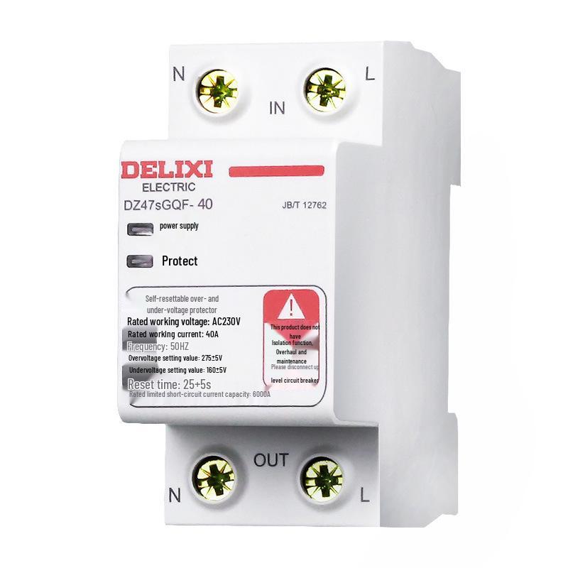 Delixi DZ47sGQF/R Self-Resetting Voltage Protector, Over/Under Voltage Protection for Single and Three-Phase Systems