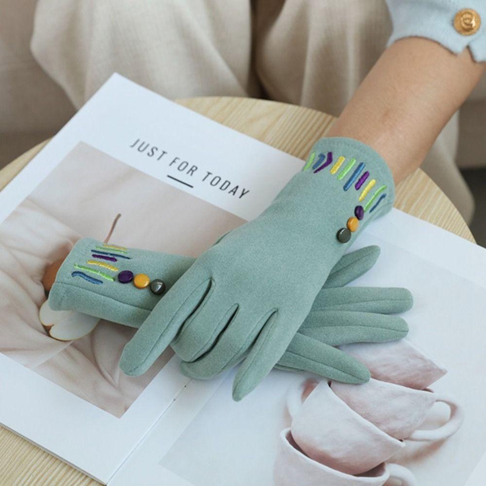 Thickened Women Suede Velvet  Gloves Solid Color Winter Mittens Fashion  Gloves  Skiing