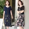 Damen Sommer Temperament Kurzarm Bequemes Kleid Mama Bauch kaschierend Dünn machend Knielanger Rock