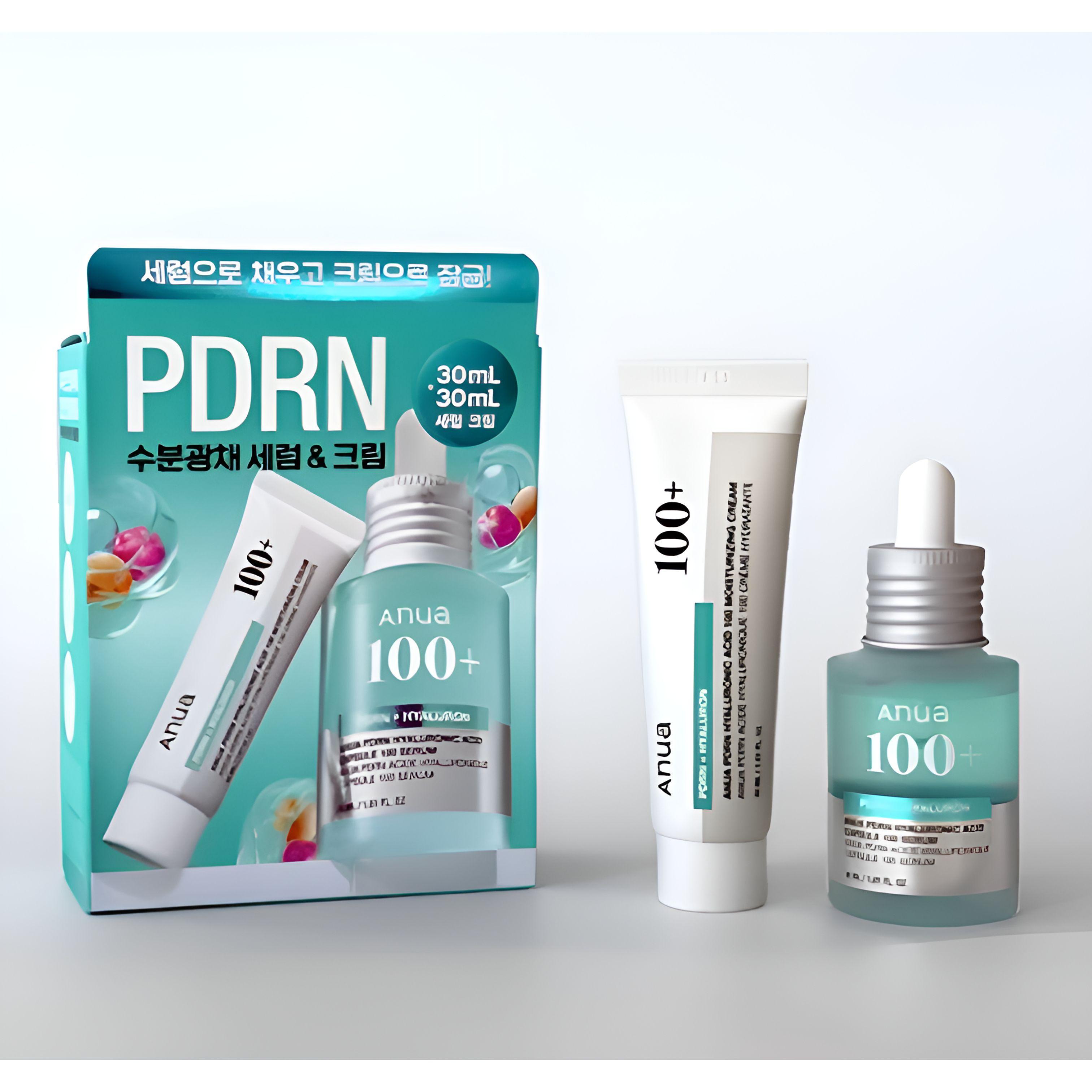 ANUA PDRN Гиалуроновая Кислота Капсулы 100 Сыворотка 30 мл + PDRN Гиалуроновая Кислота 100 Увлажняющий Крем 30 мл Набор