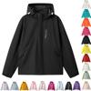 Leichte Kapuzenjacke für Damen, lässige lockere Passform, Outdoor-Windjacke, schlichtes Design, Pendler-Oberbekleidung, einfarbiger Stil, Frühling Herbst