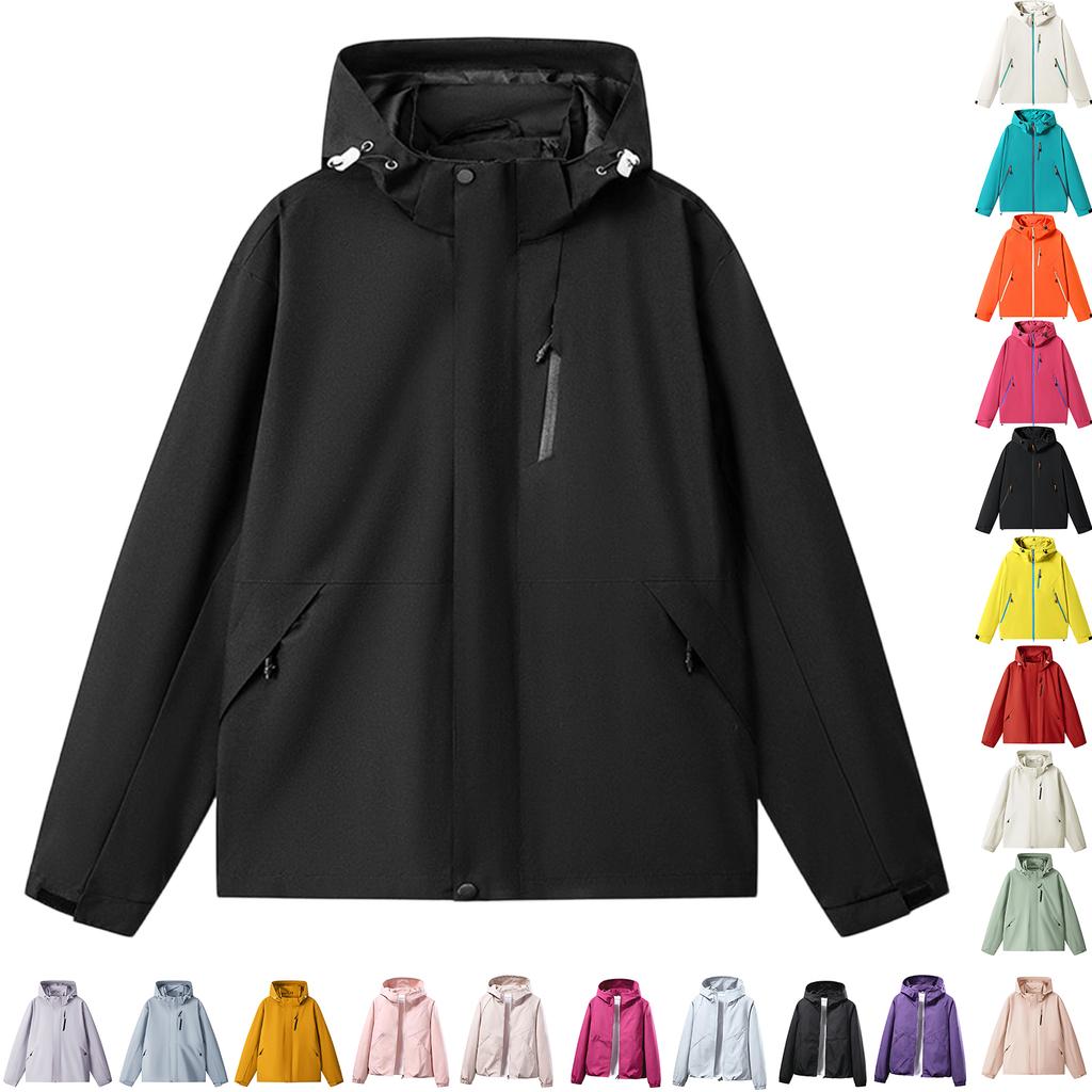 Leichte Kapuzenjacke für Damen, lässige lockere Passform, Outdoor-Windjacke, schlichtes Design, Pendler-Oberbekleidung, einfarbiger Stil, Frühling Herbst