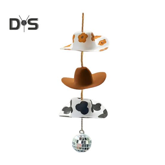 

Автомобильный брелок в виде ковбойской шляпы с ремешком на зеркало заднего вида, легко подвешивается, регулируемый, декоративный, для салона автомобиля, украшение для шляпы B