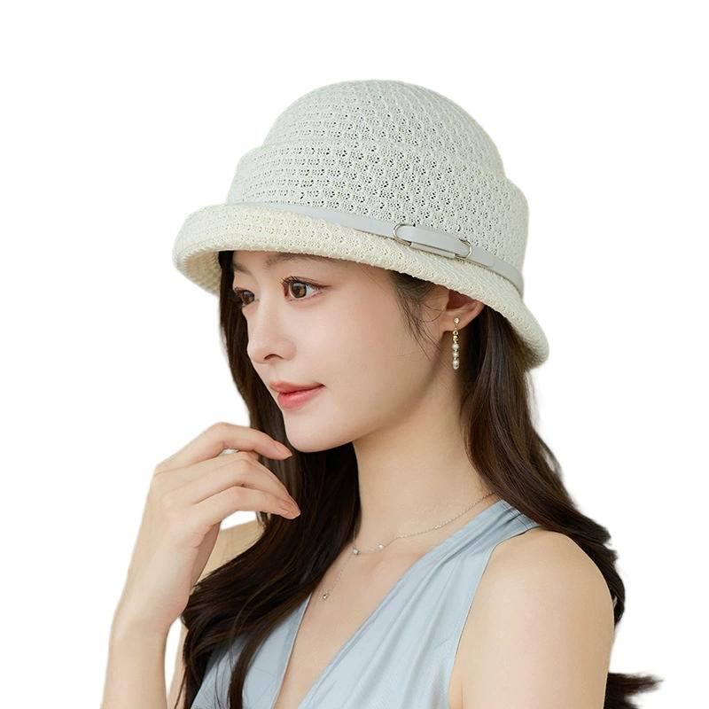 

Summer Women s Rolled-Brim Fashion French-Style Elegant Small Hat Brimmed Fisherman s Hat Thin Breathable Sunshade Bucket Hat 58 белый
