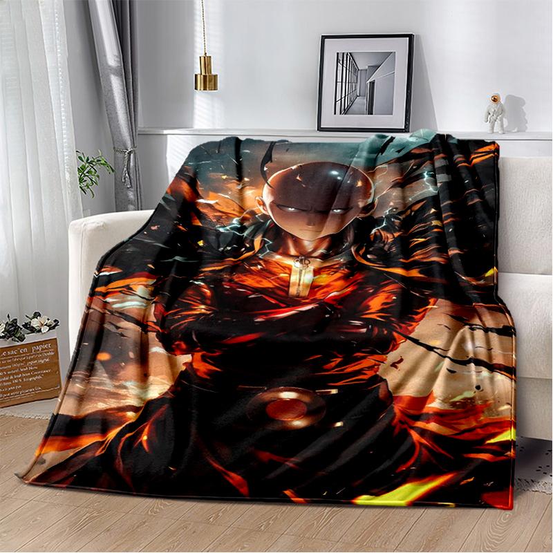 3D One Punch Man Saitama Cartoon Anime Soft Blanket,Soft Throw Blanket for Home Bedroom Bed Sofa Travel Cover Child Gift