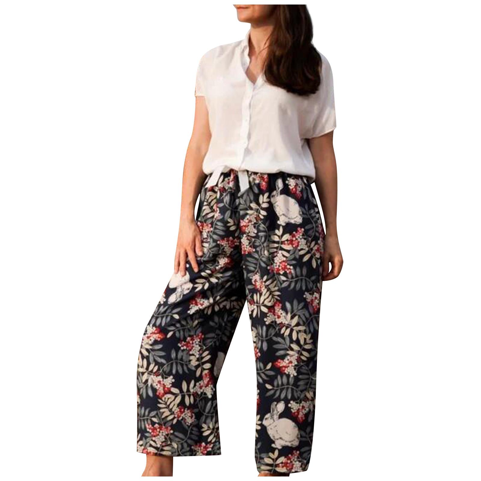 

Модные женские повседневные брюки с эластичной резинкой на талии и высокой талией тёмно-синий