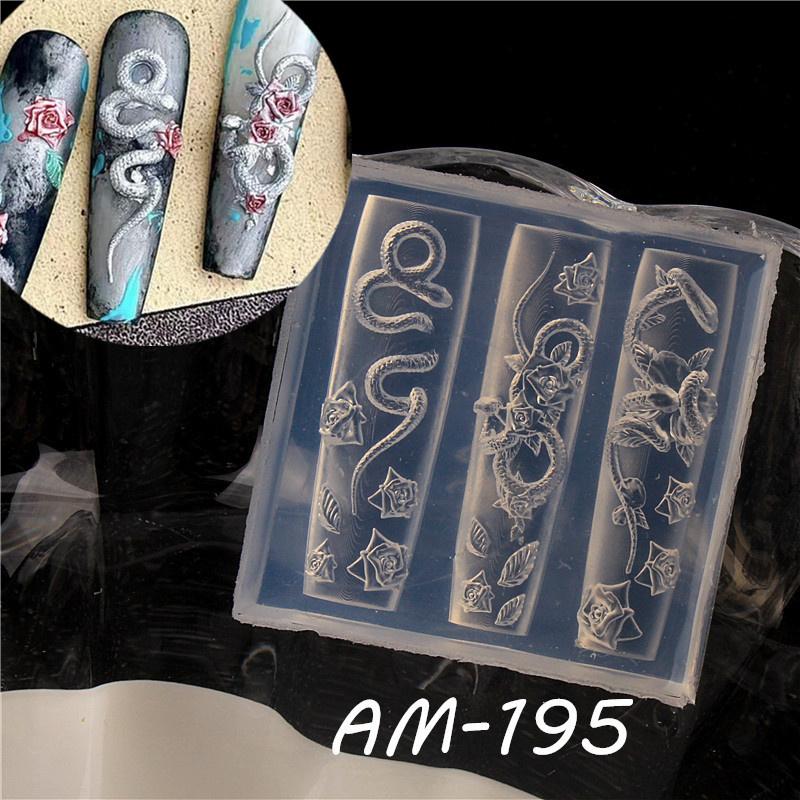 Nail Art Soft Silicone Flower Relief Mold 3D Carving Curved Template Tools Art Supplies Nail Art Charms Accessories For Salon