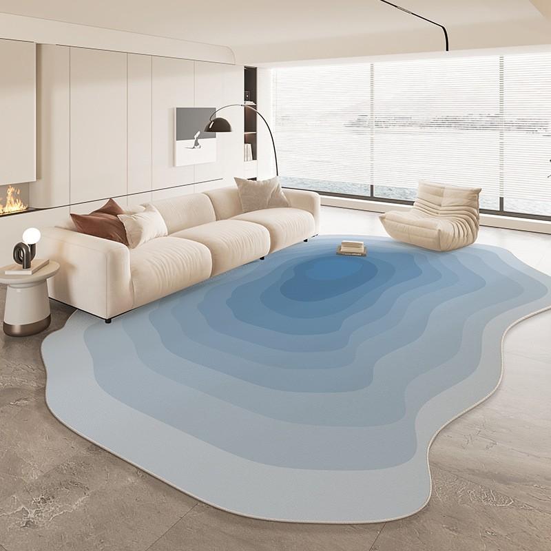 Modern Abstract Irregular Shape Area Rug Living Room Bedroom Non-Slip Washable Floor Mat Minimalist Cream Style