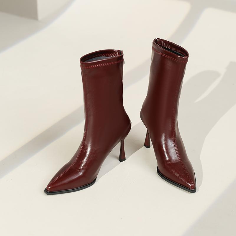 

Модные ботильоны с острым носком, высокого дизайна, на высоком каблуке, с плоской головкой, боковой молнией, больших размеров, облегающие, для женщин 44