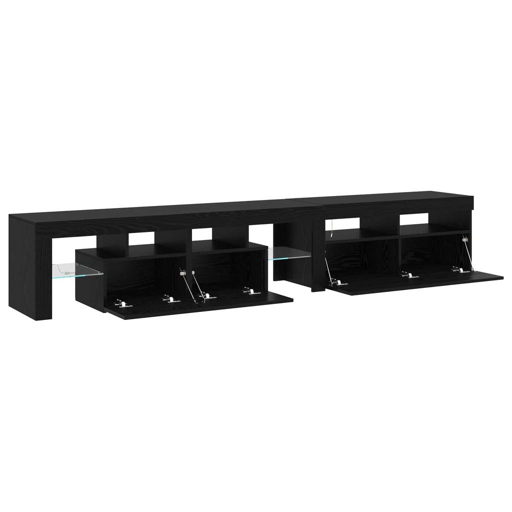 TV Cabinet Set of 2 Black Oak Effect 230 X 36.5 X 40 Cm