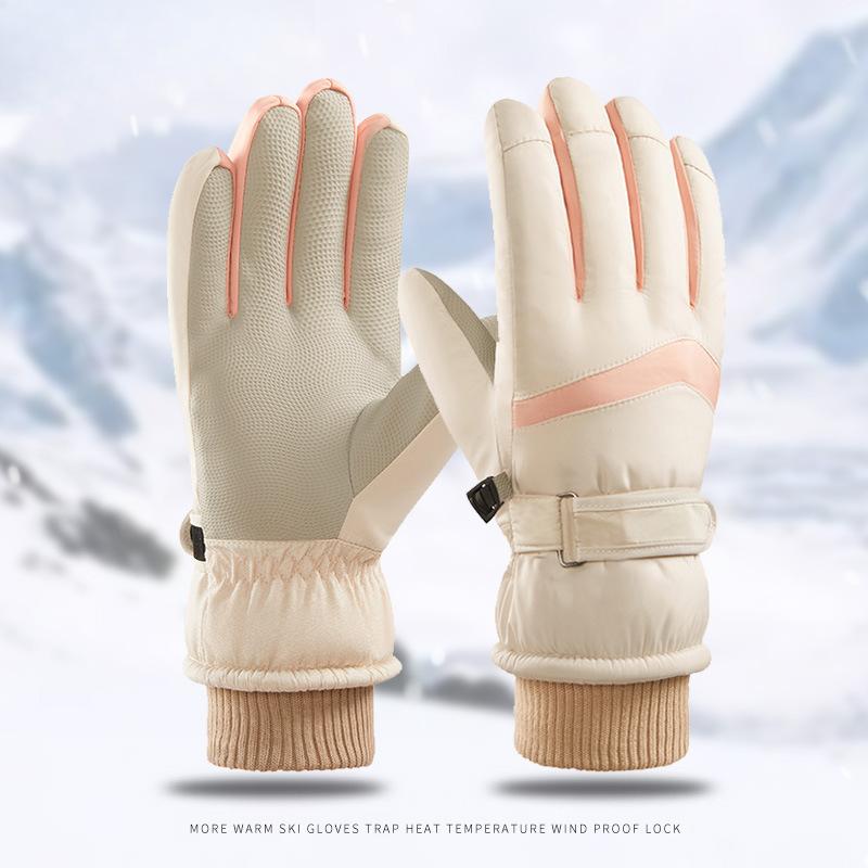 

Ski Gloves for Men and Women Couples Autumn and Winter Outdoor Cycling Plus Velvet Thickened Cold Touch Screen Warm Gloves Average Size